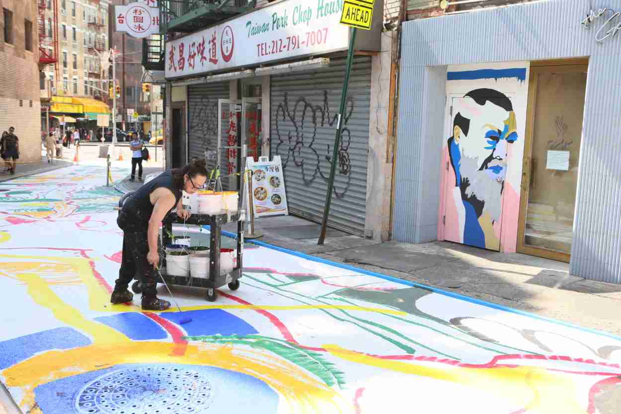 Photos: Historic Doyers Street Is Getting A Giant Mural Painted