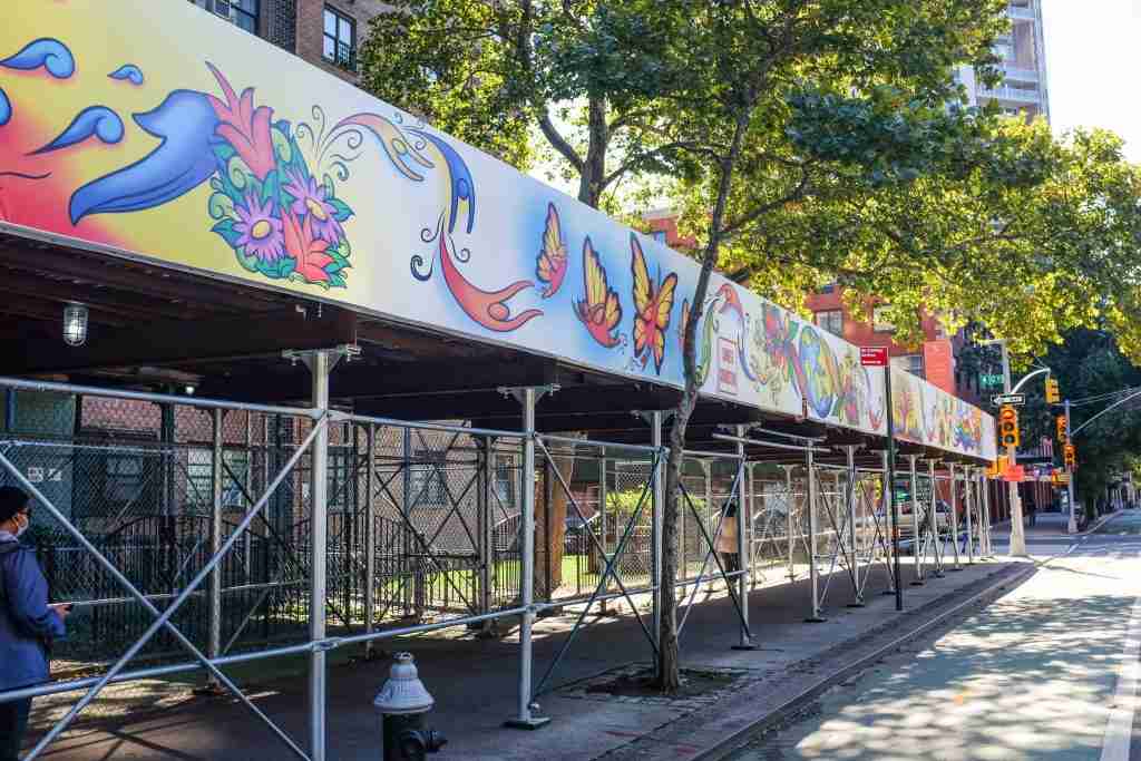 400 sq ft mural, on view at Taft Houses, 5th Ave, and 112th St, NYC. Commissioned by Artbridge.